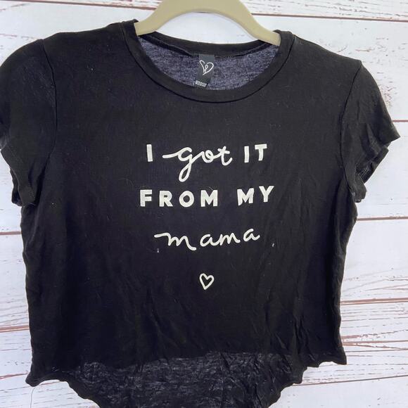 Windsor S Black Got It From My Mama Crop Knot Crew Neck Short Sleeve Tee - Picture 4 of 5